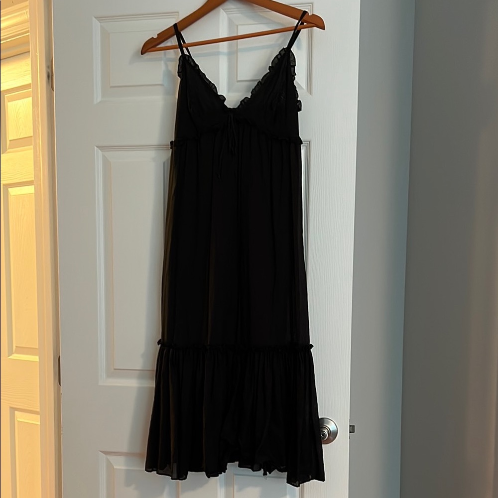 Lucky Brand Black Ruffled Tiered Slip Dress